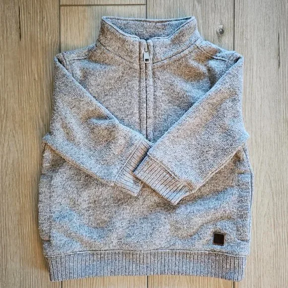 Janie and Jack Quarter Zip Pullover Sweater Gray Boys Size 6-12M - Picture 4 of 5